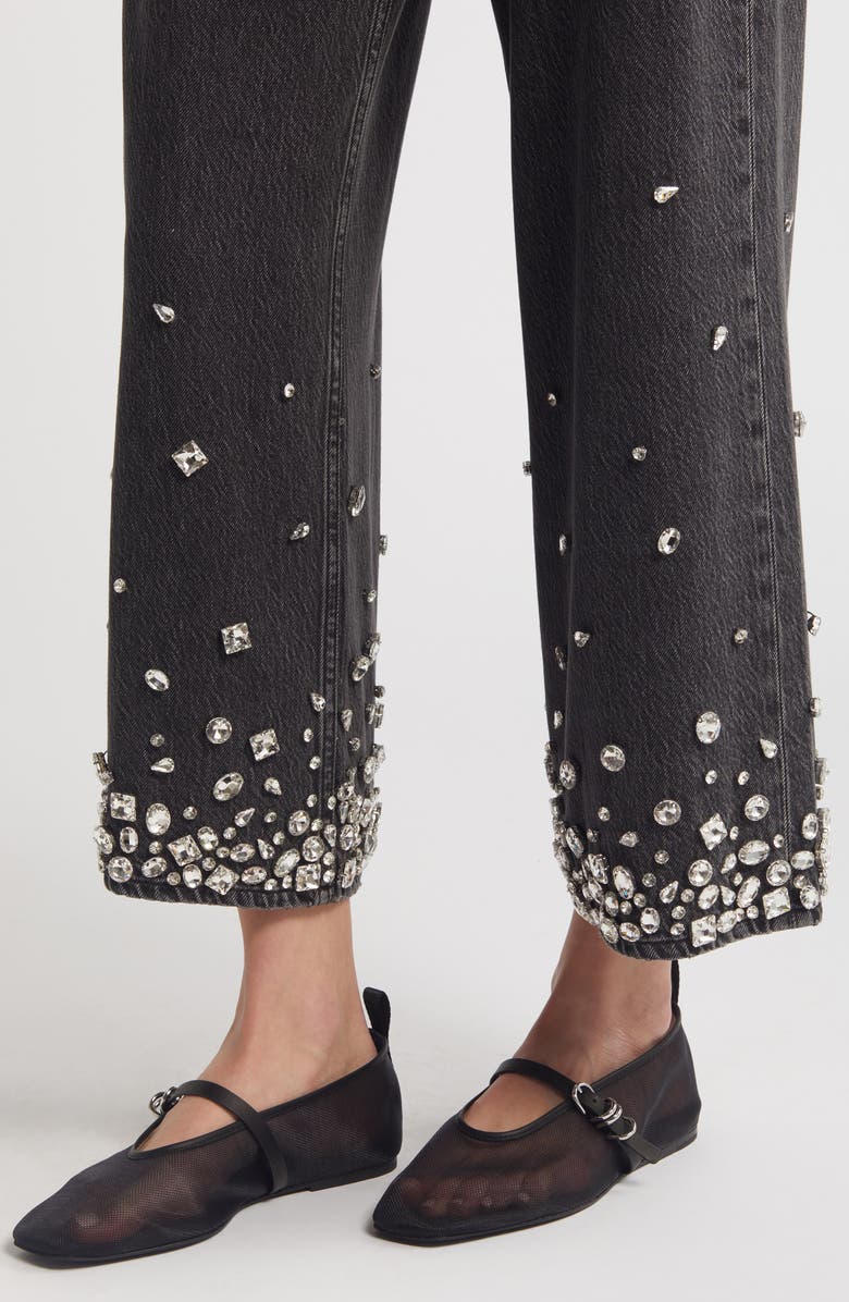 rag & bone Featherweight Andi Rhinestone High Waist Ankle Wide Leg Jeans, Alternate, color, Angwthjwl