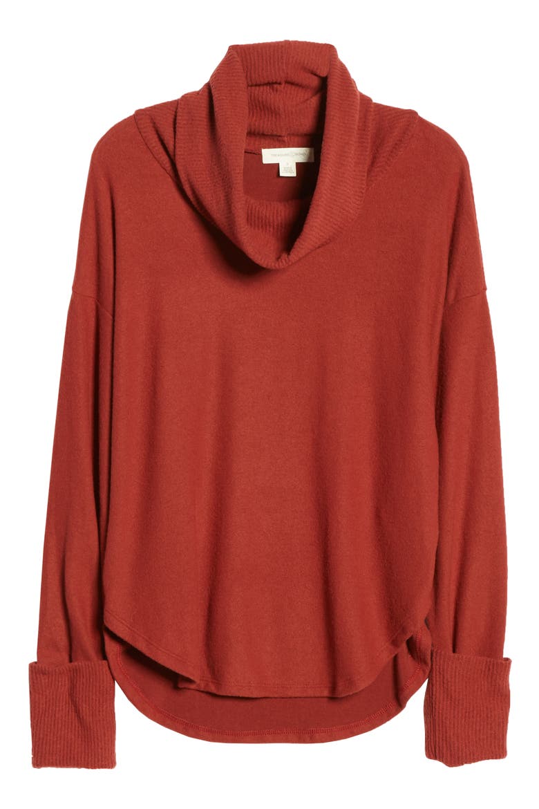 Cowl Neck Pullover, Alternate, color, BURGUNDY RUSSET