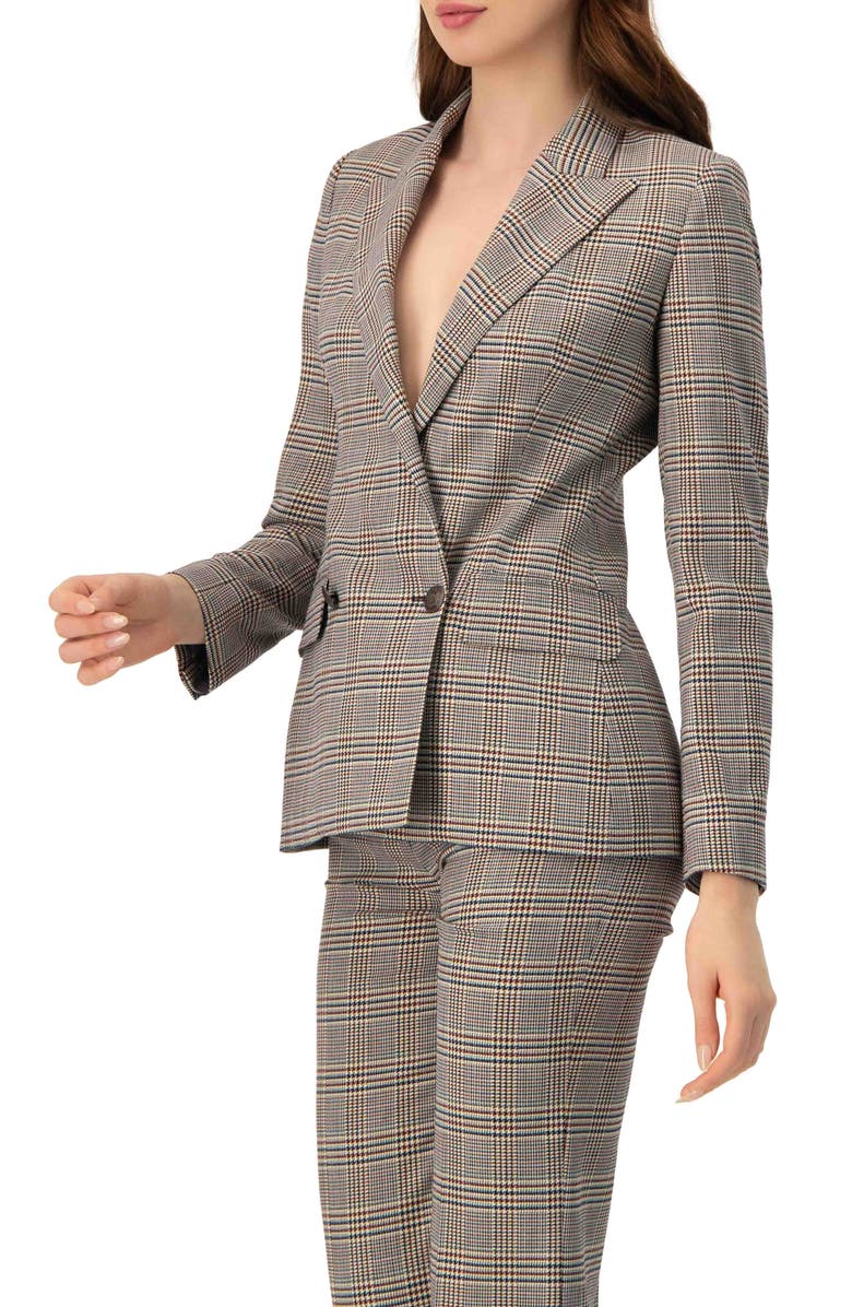 IVONNE Double-Breasted Prince of Wales Blazer, Alternate, color, Multi-Brown