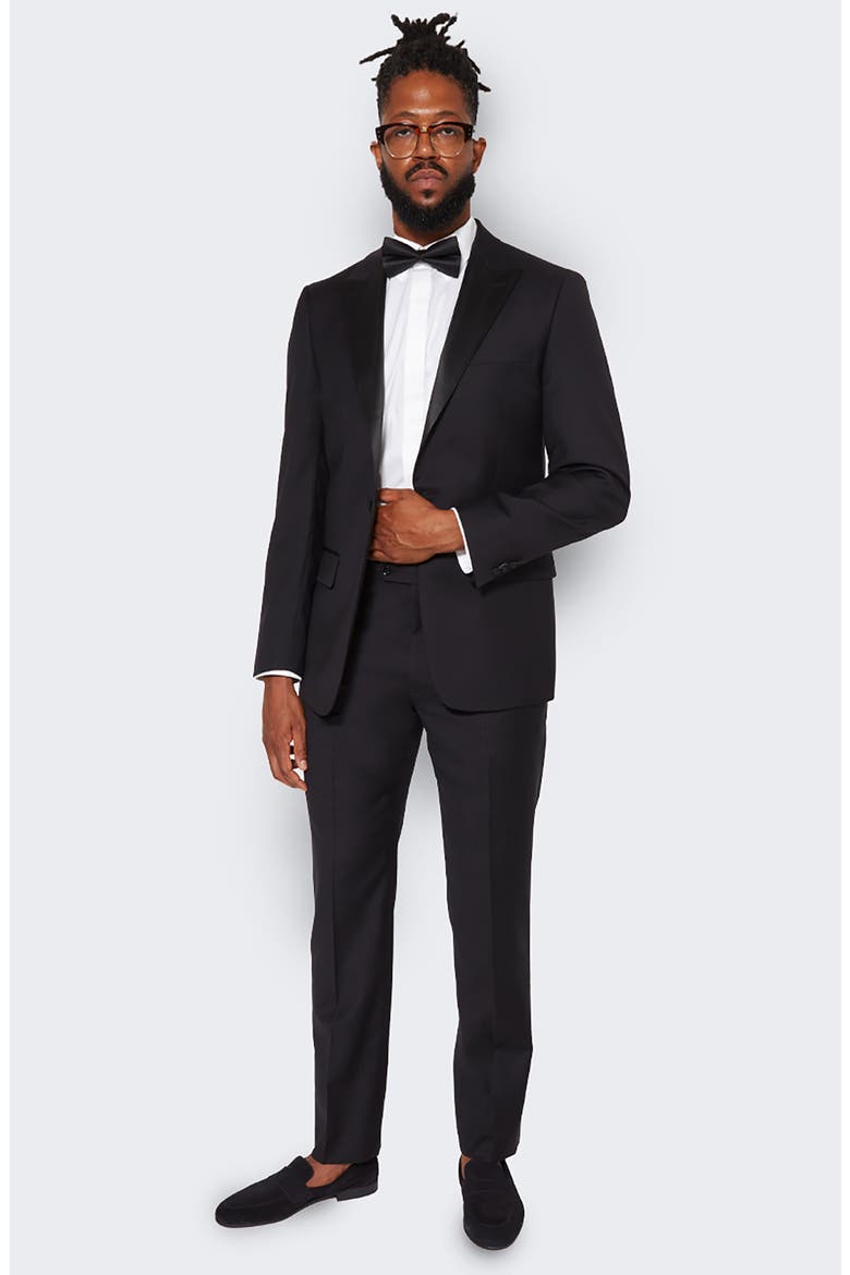 Shawl Lapel Solid Wool Dinner Jacket, Alternate, color, BLACK