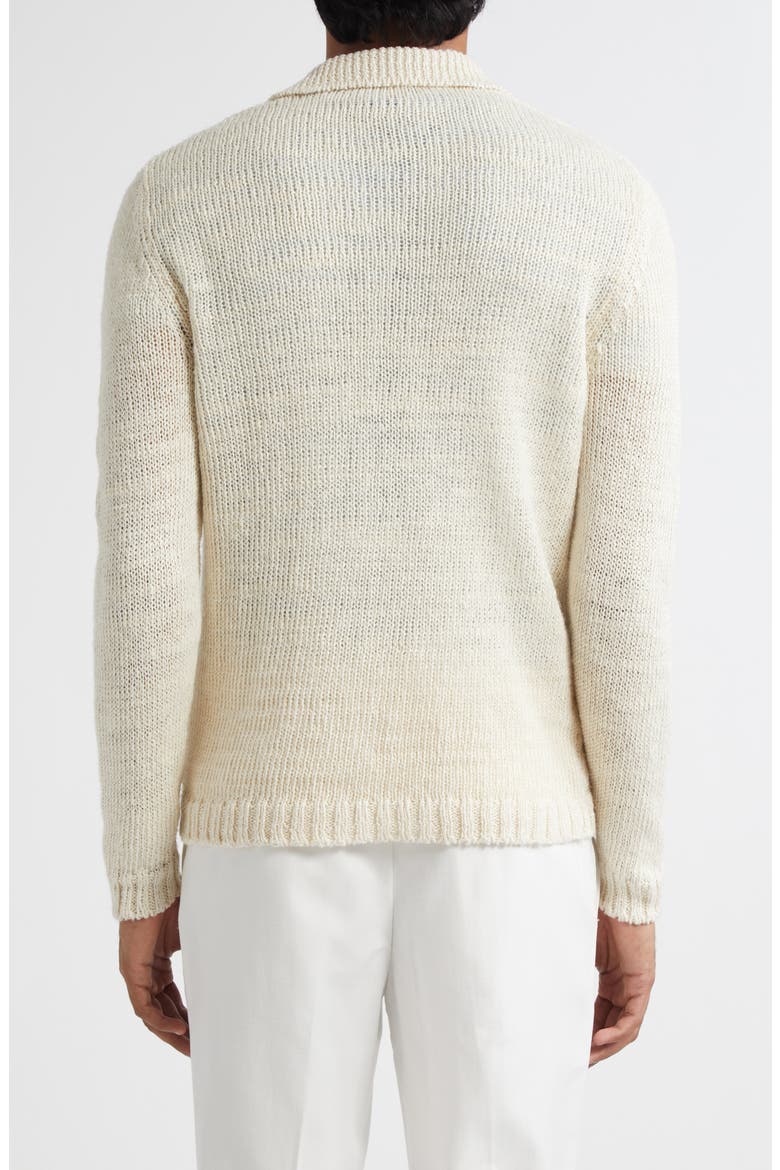 Skipper Wide Gauge Linen Blend Polo Sweater, Alternate, color, OFF WHITE