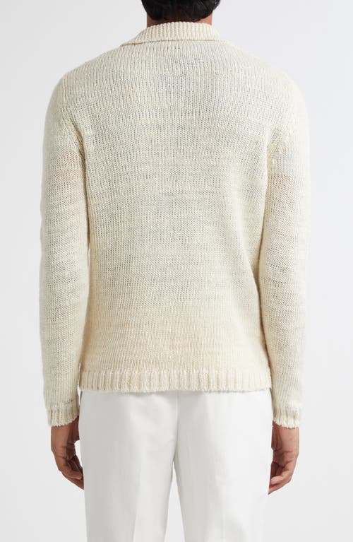 Thom Sweeney Skipper Wide Gauge Linen Blend Polo Sweater