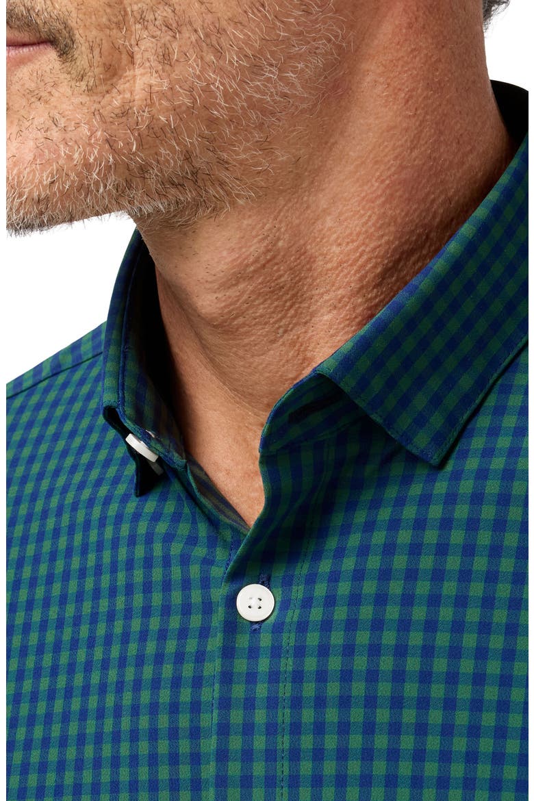 Leeward Trim Fit No Tuck Gingham Performance Button-Up Shirt, Alternate, color, OLIVE CREW GINGHAM