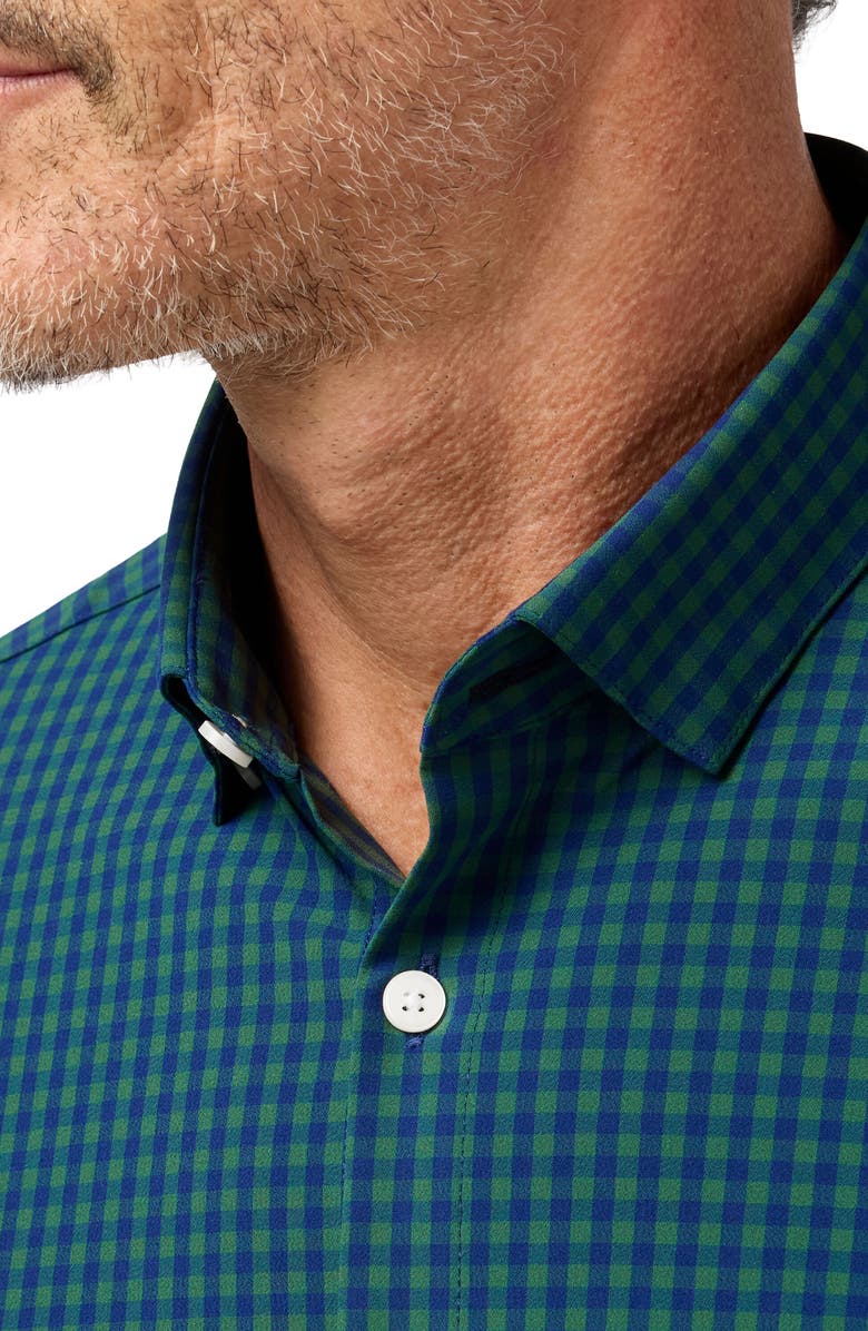 Mizzen+Main Leeward Trim Fit No Tuck Gingham Performance Button-Up Shirt, Alternate, color, Olive Crew Gingham