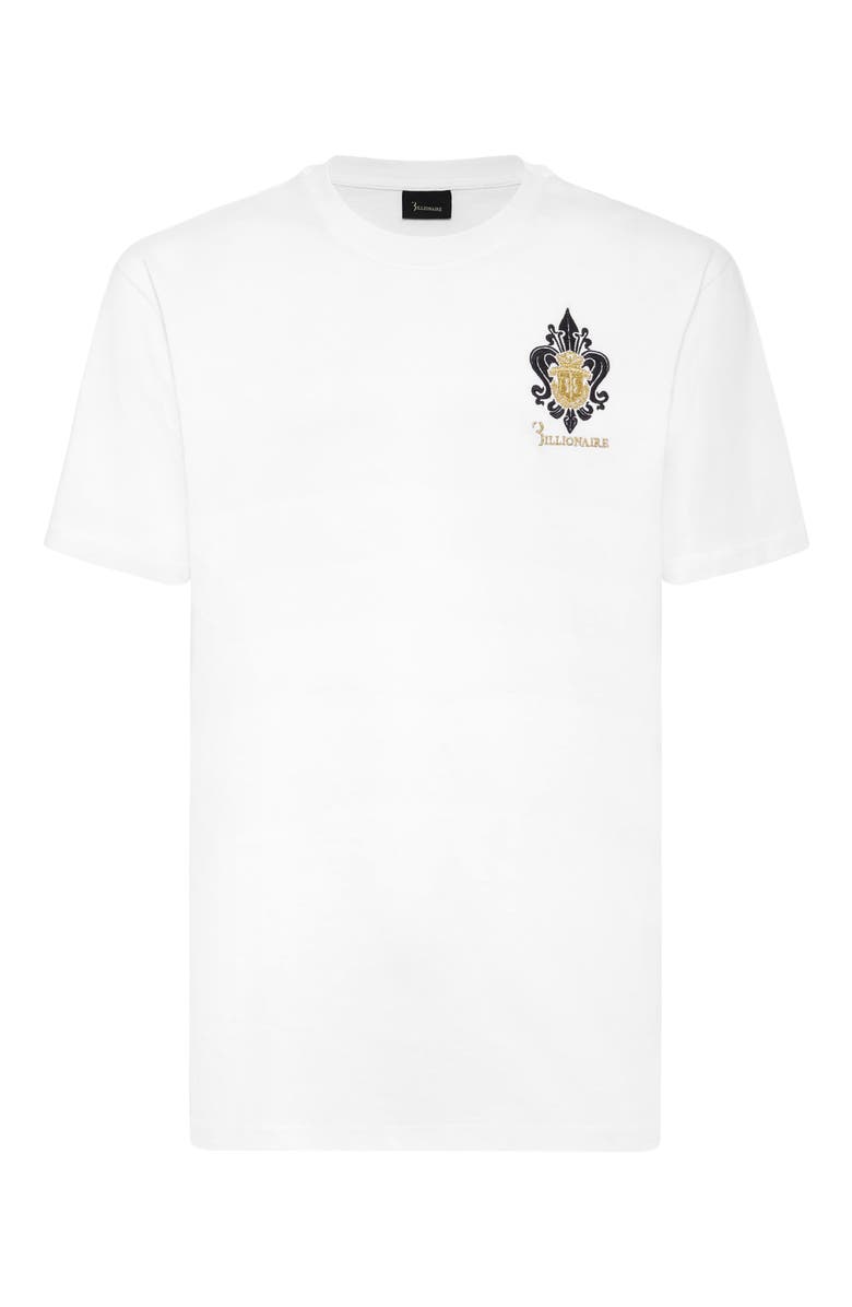 BILLIONAIRE T-Shirt Round Neck Fleur-De-Lis Men, Main, color, White