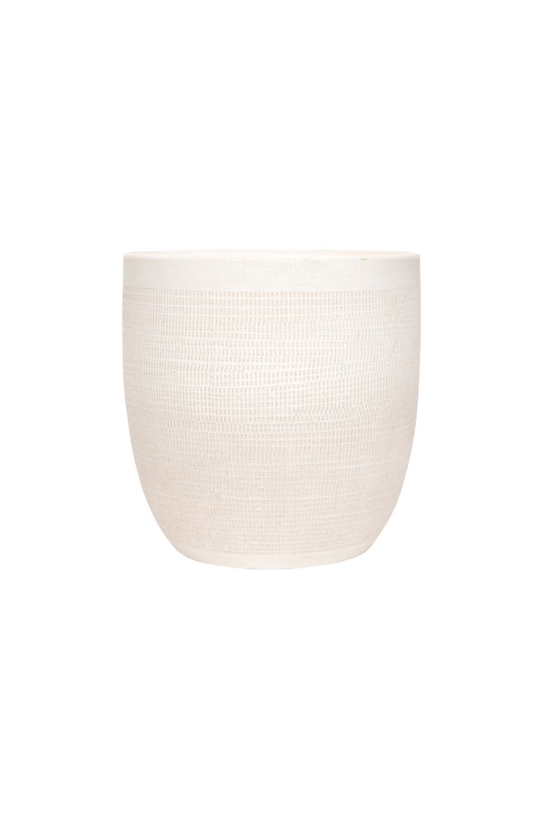 Coastal Embossed Textured Stoneware Planter, Matte White, Main, color, Cream