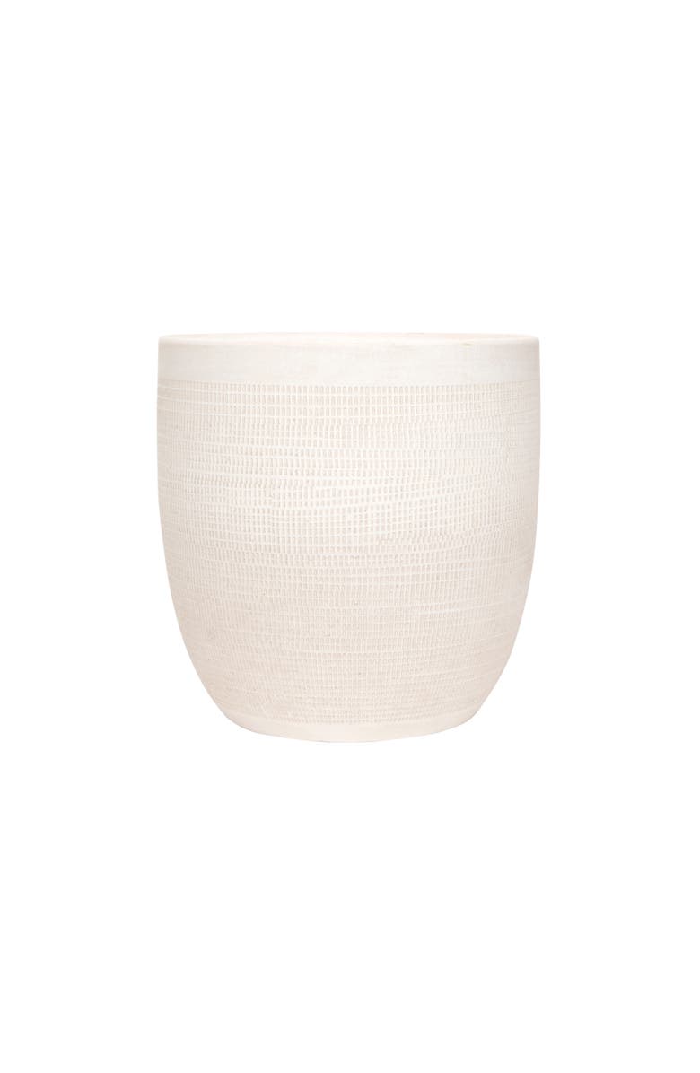 Storied Home Coastal Embossed Textured Stoneware Planter, Matte White, Main, color, Cream