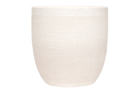 Coastal Embossed Textured Stoneware Planter, Matte White