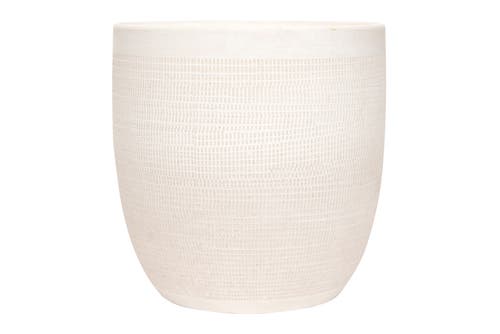 Storied Home Coastal Embossed Textured Stoneware Planter, Matte White