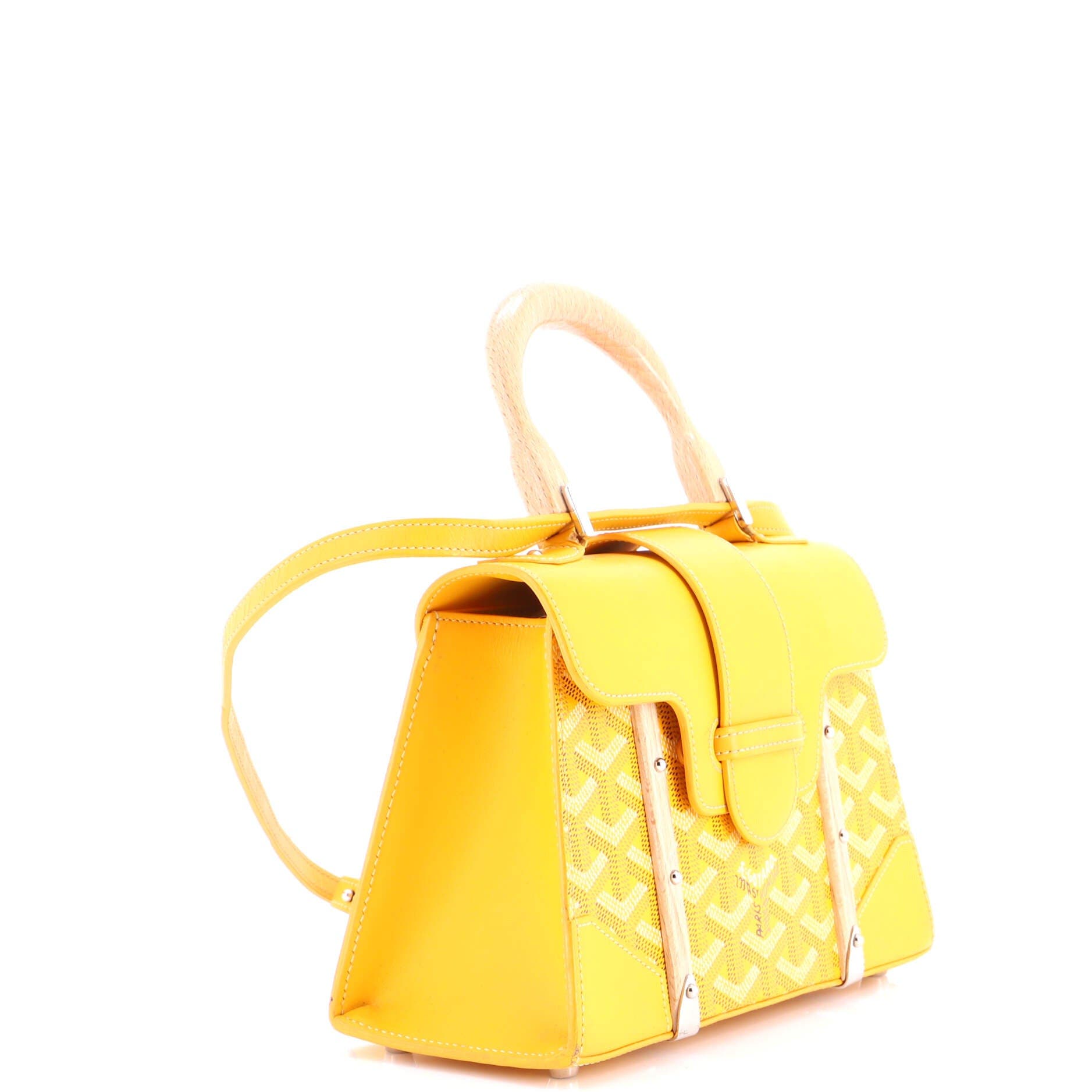 Pre-Owned Goyard Structured Saigon Top Handle Bag Coated Canvas with Leather Mini, Alternate, color, Yellow