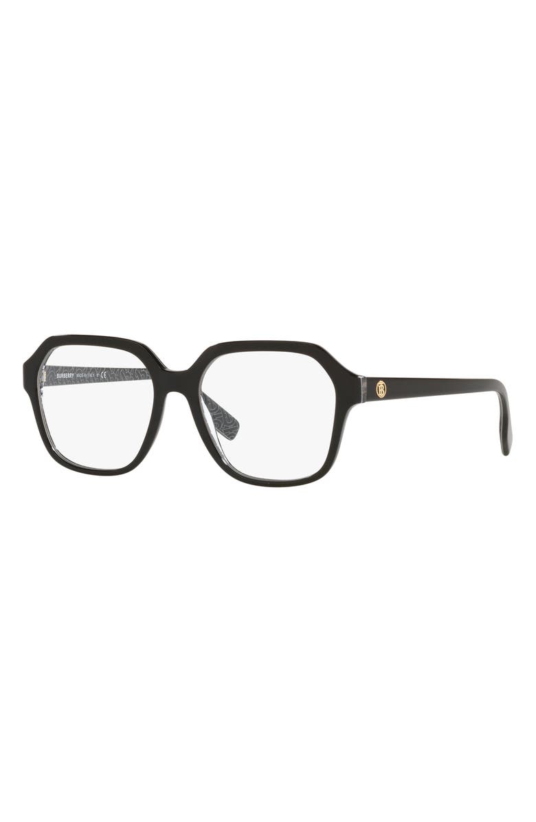 Burberry 54mm Square Optical Glasses, Alternate, color, Black/ Crystal / Demo