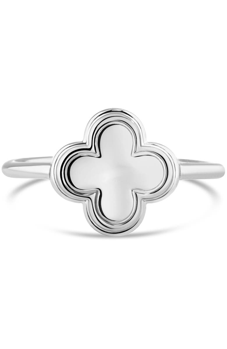 DEVATA Clover Ring in Rhodium Plated Sterling Silver, Main, color, Silver