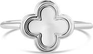DEVATA Clover Ring in Rhodium Plated Sterling Silver