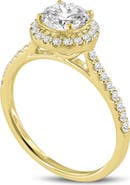 LuvMyJewelry Solstice 14K Yellow Gold Round Cut Lab Grown Round Diamond Halo Engagement Ring - 1.3 Ct