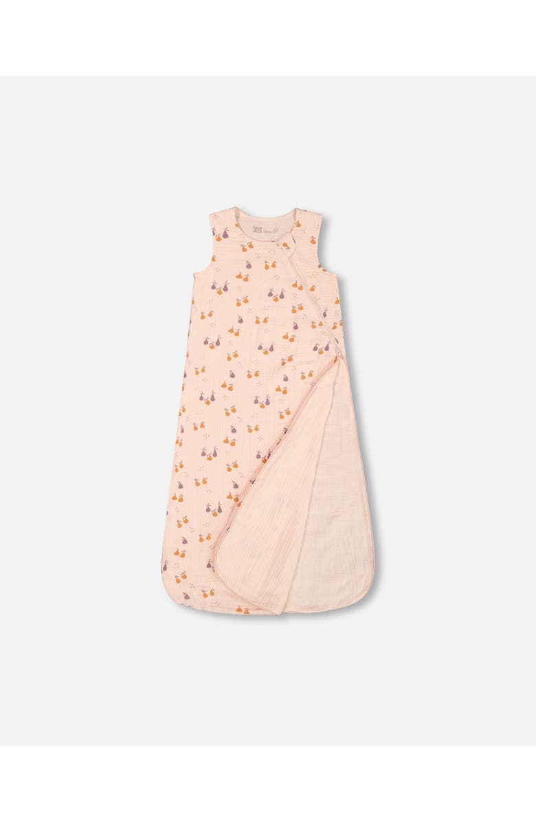 Deux par Deux Baby Girl's Printed Muslin Sleep Sack Peach With Pears, Alternate, color,