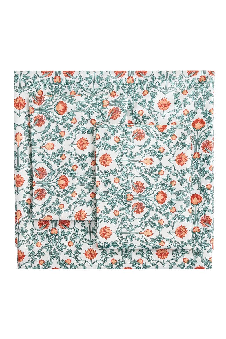 Floral Cotton Duvet & Sham Set, Main, color, ORANGE
