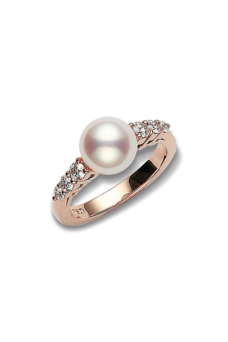 Morning Dew Pearl & Diamond Ring, Main, color, ROSE GOLD