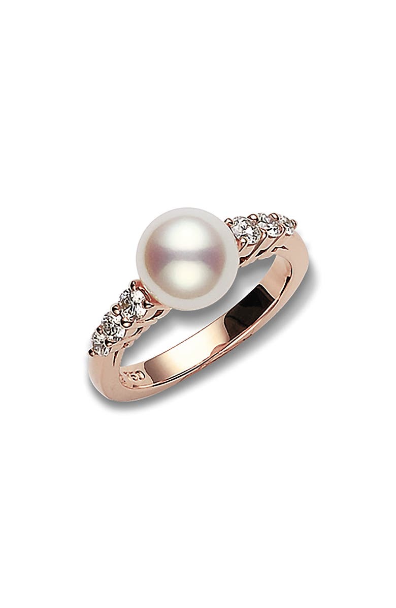 Mikimoto Morning Dew Pearl & Diamond Ring, Main, color, 
