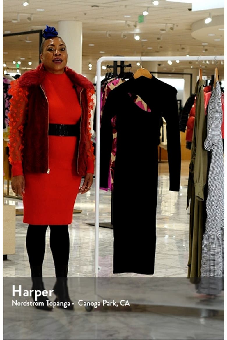Slit Funnel Neck Long Sleeve Midi Dress video