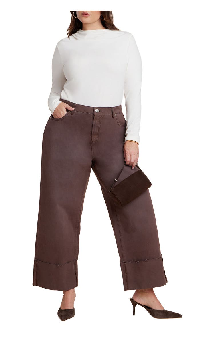 ELOQUII Tall Cuff Jean, Main, color, Brown