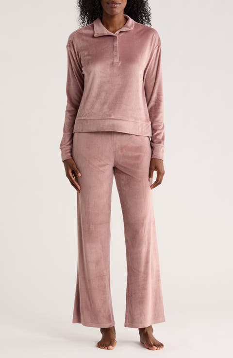 Ribbed Velour Long Pajamas