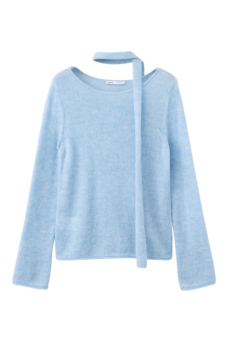 Boat Neck Sweater with Scarf, Main, color, SKY BLUE