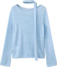 MANGO Boat Neck Sweater with Scarf