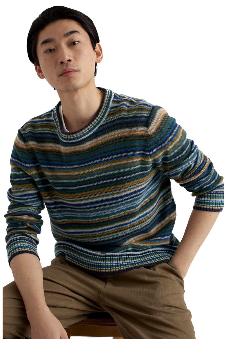 Trenale Stripe Organic Cotton Crewneck Sweater, Alternate, color, SOWN ATLANTIC