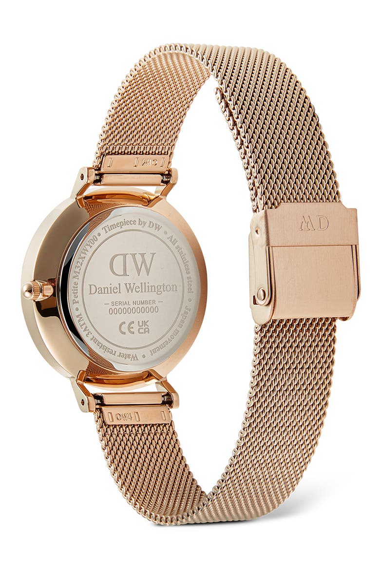 Petite Moonphase Mesh Strap Watch, 32mm, Alternate, color, ROSE GOLD