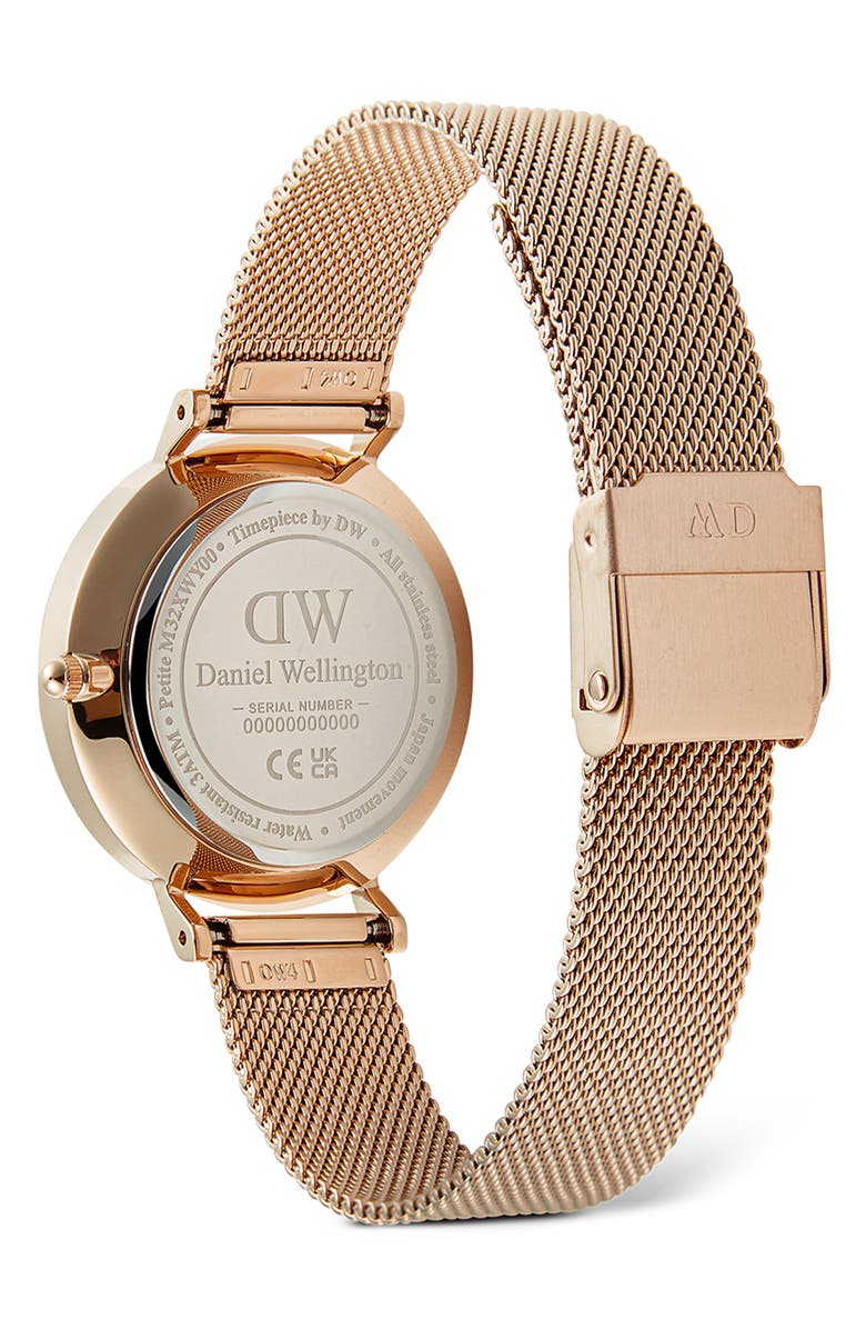 Daniel Wellington Petite Moonphase Mesh Strap Watch, 32mm, Alternate, color, Rose Gold