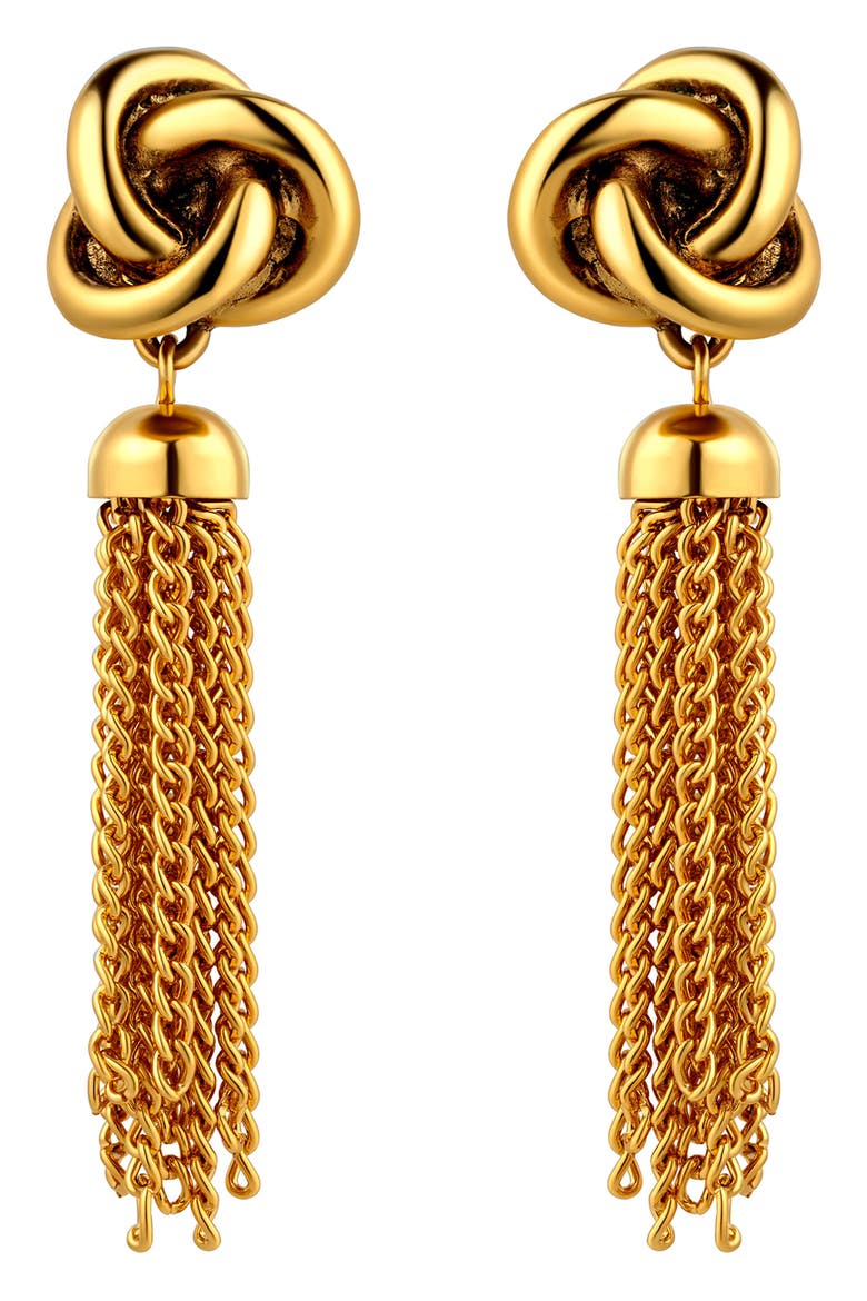 Tassel Knot Drop Earrings, Main, color, 14K GOLD