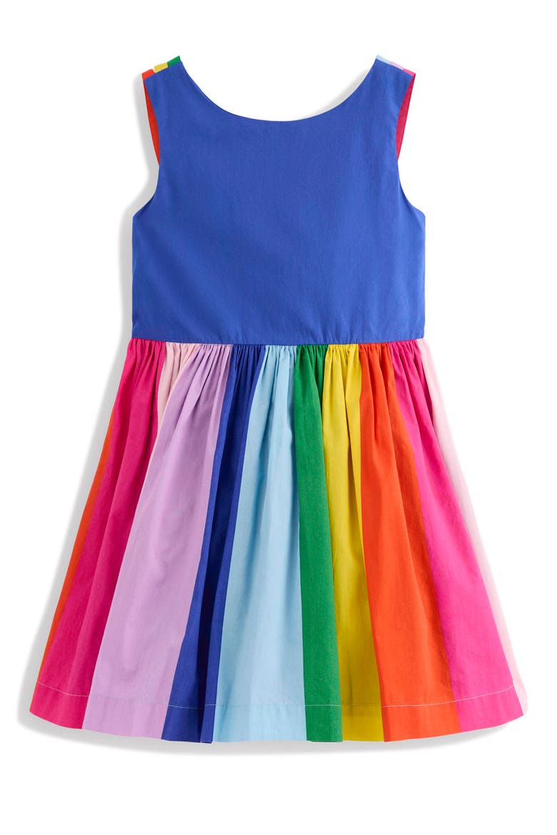 Kids' Rainbow Stripe Cotton Strap Back Dress, Main, color, SAPPHIRE BLUE RAINBOW