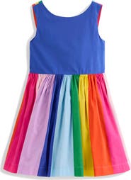 Mini Boden Kids' Rainbow Stripe Cotton Strap Back Dress