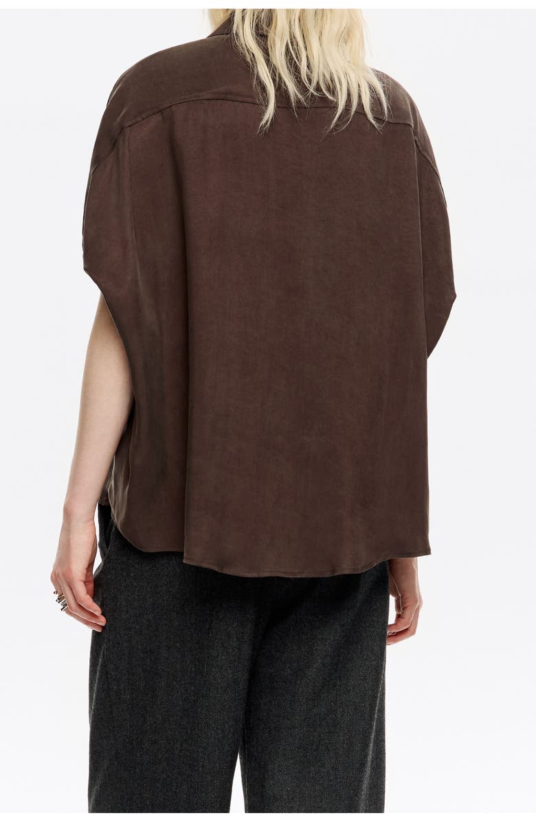 Bimba y Lola Fluid Cape Shirt, Alternate, color, Dark Brown