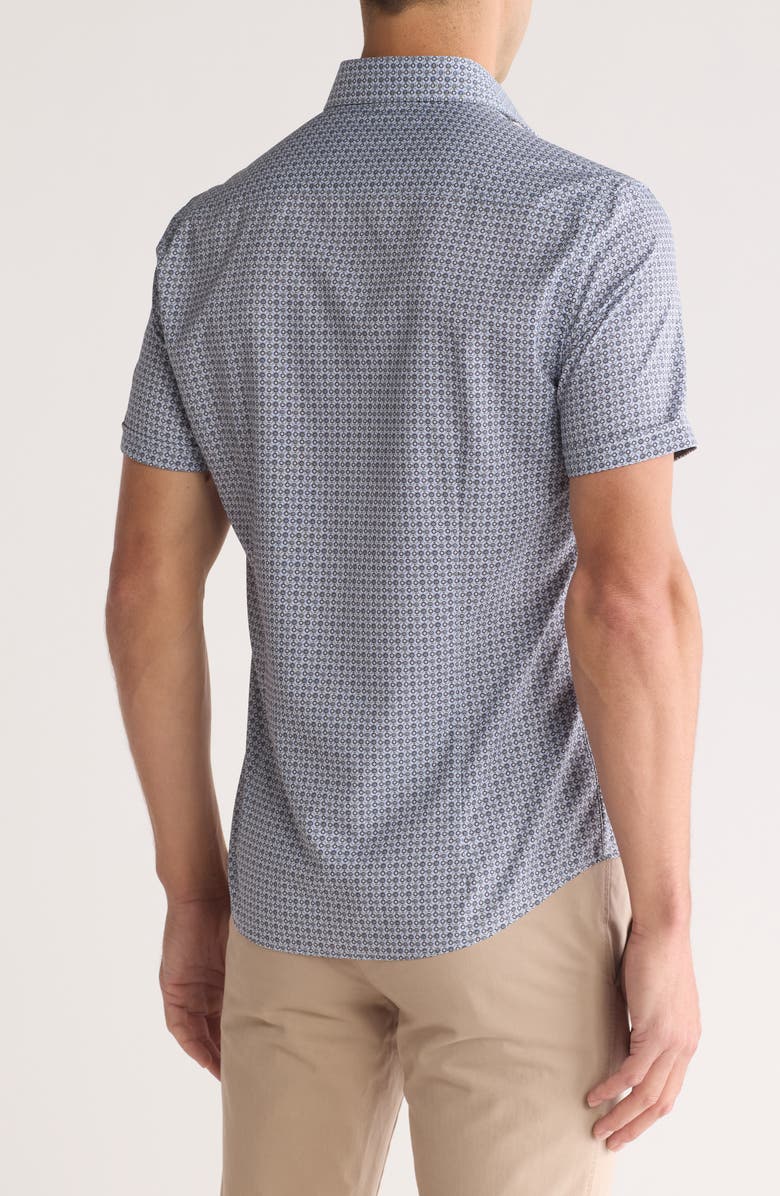 SOUL OF LONDON Dot Short Sleeve Button-Up Shirt, Alternate, color, Dark Green