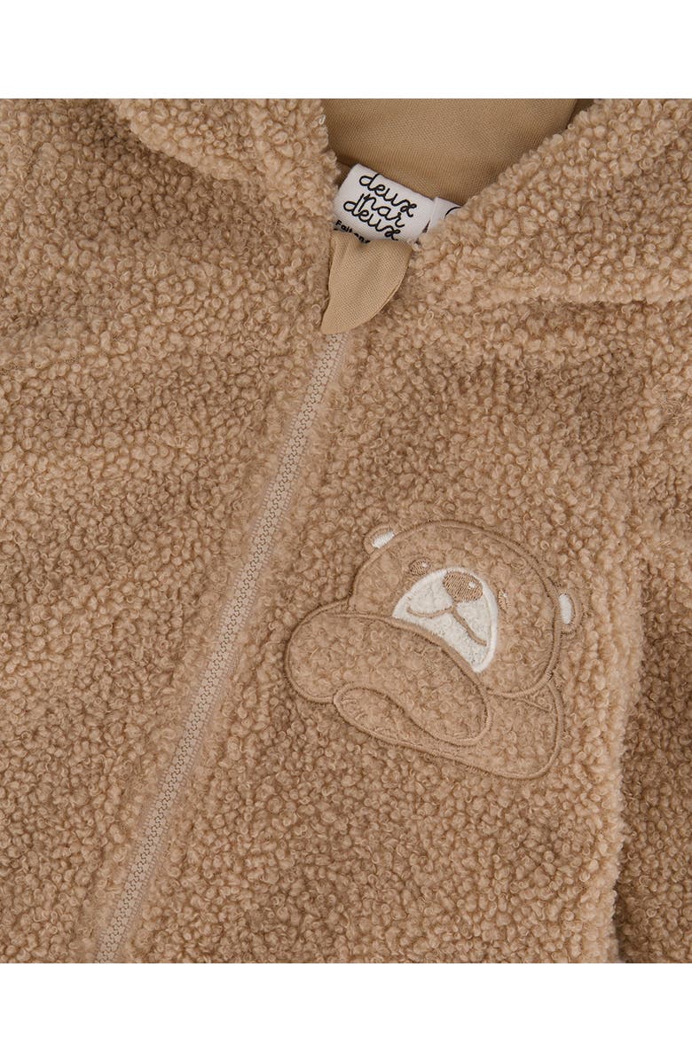 Deux par Deux Bear Hooded Zip Jacket, Alternate, color, Brown