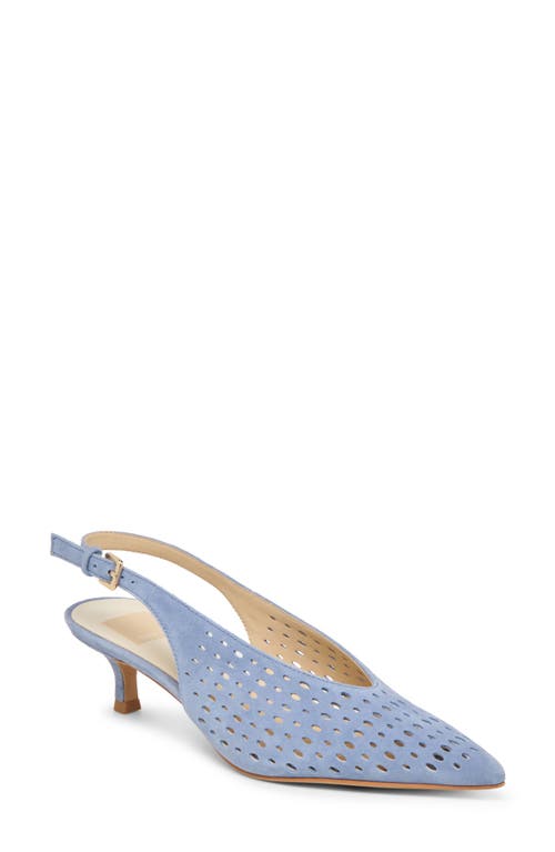 Dolce Vita Alenna Perf Slingback Pointed Toe Kitten Heel Pump In Blue