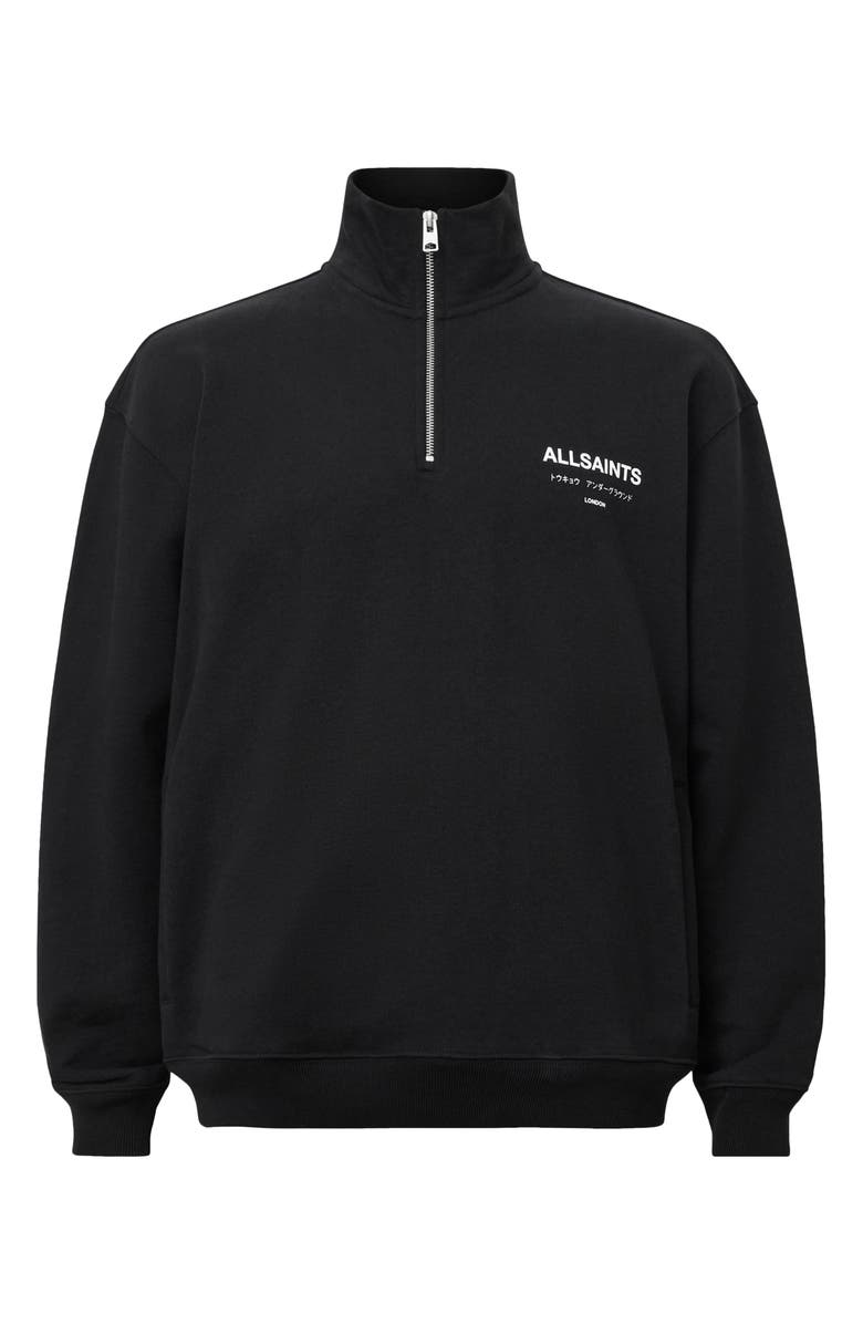 AllSaints Underground Oversize Half Zip Pullover, Alternate, color, Jet Black