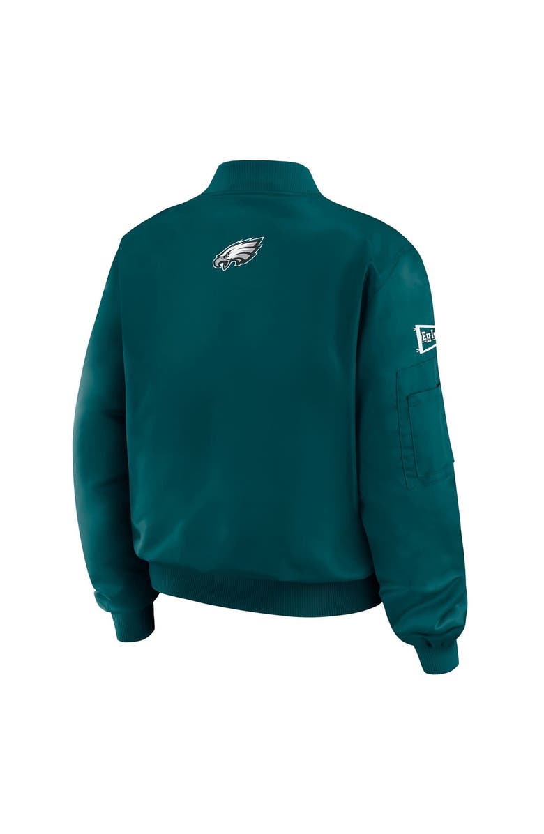 WEAR by Erin Andrews Women's WEAR by Erin Andrews Midnight Green Philadelphia Eagles Patch Full-Zip Bomber Jacket, Alternate, color, Green