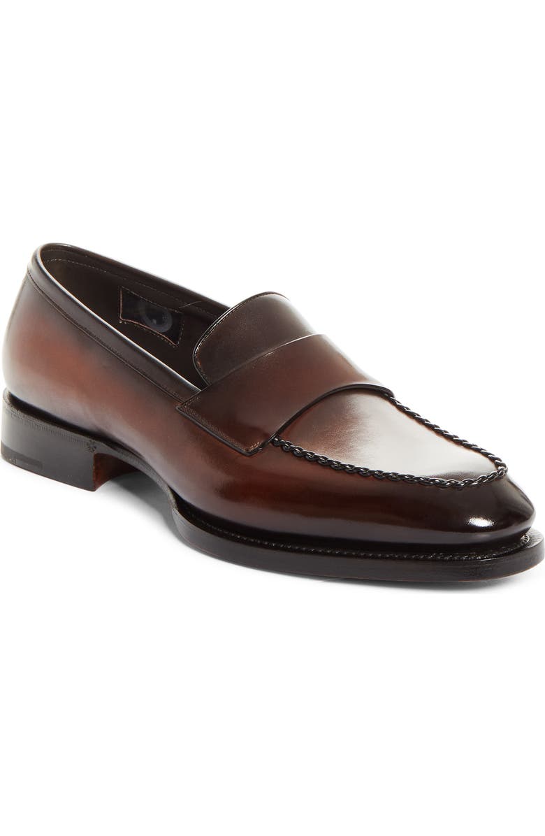 Santoni Arco Loafer, Main, color, Dark Brown-T60