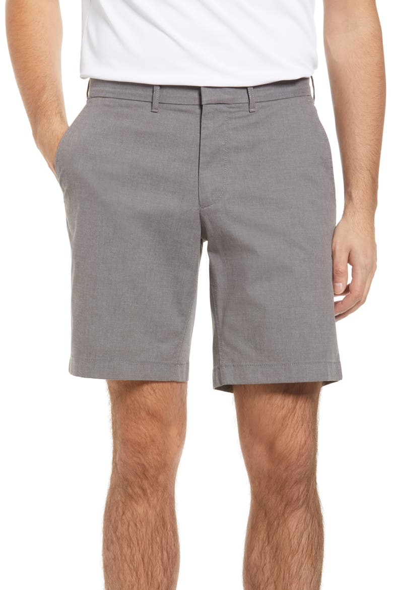 Slim Fit CoolMax® Flat Front Performance Chino Shorts, Main, color, GREY TORNADO