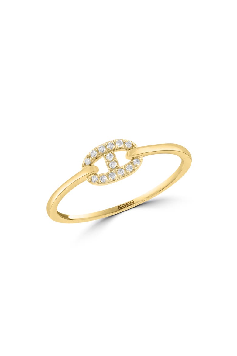 14K Yellow Gold Pavé Diamond Mariner Link Stackable Ring, Main, color, GOLD