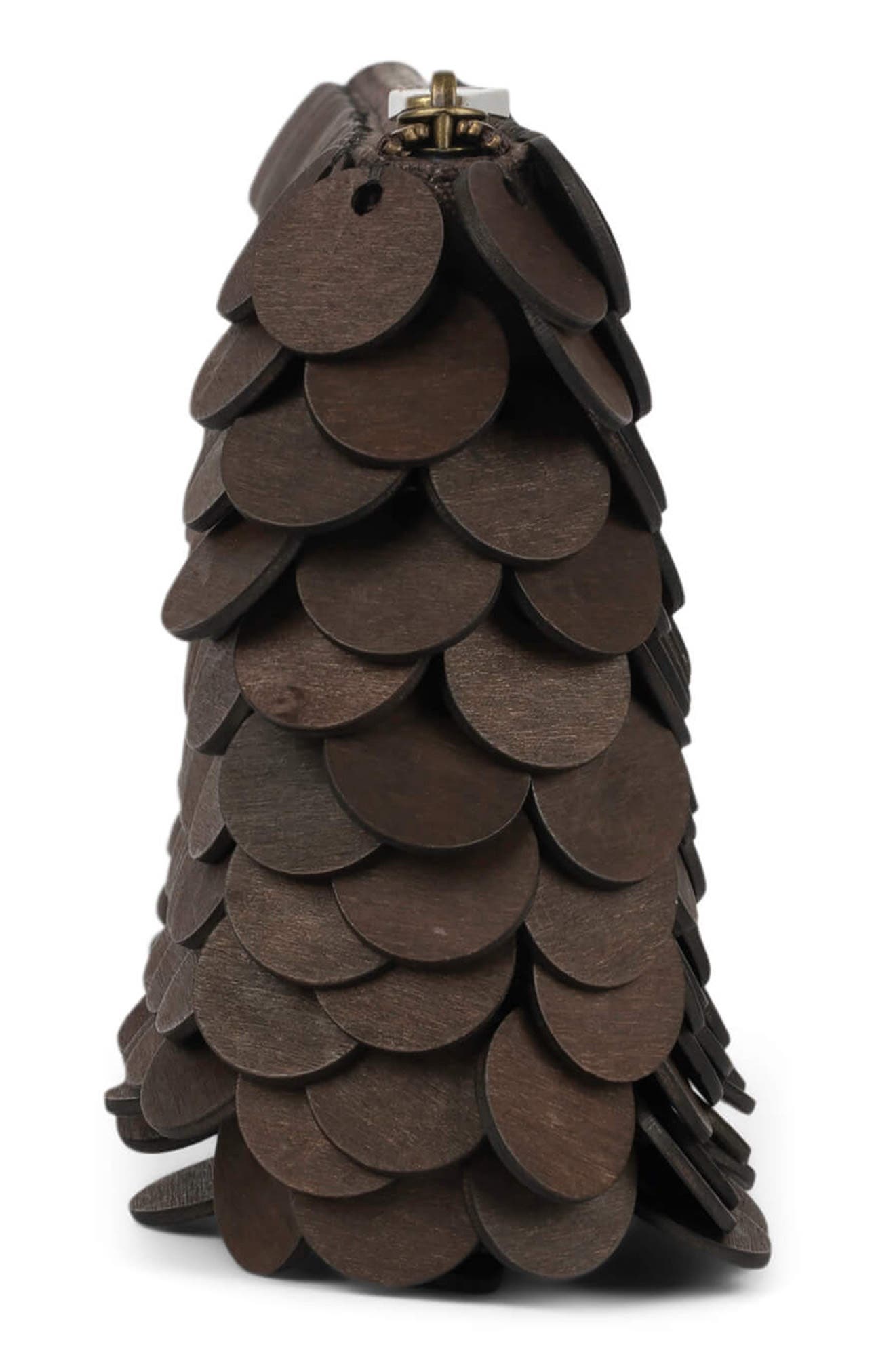 Jeffrey Campbell Madera Wooden Disc Clutch, Alternate, color, Brown Combo