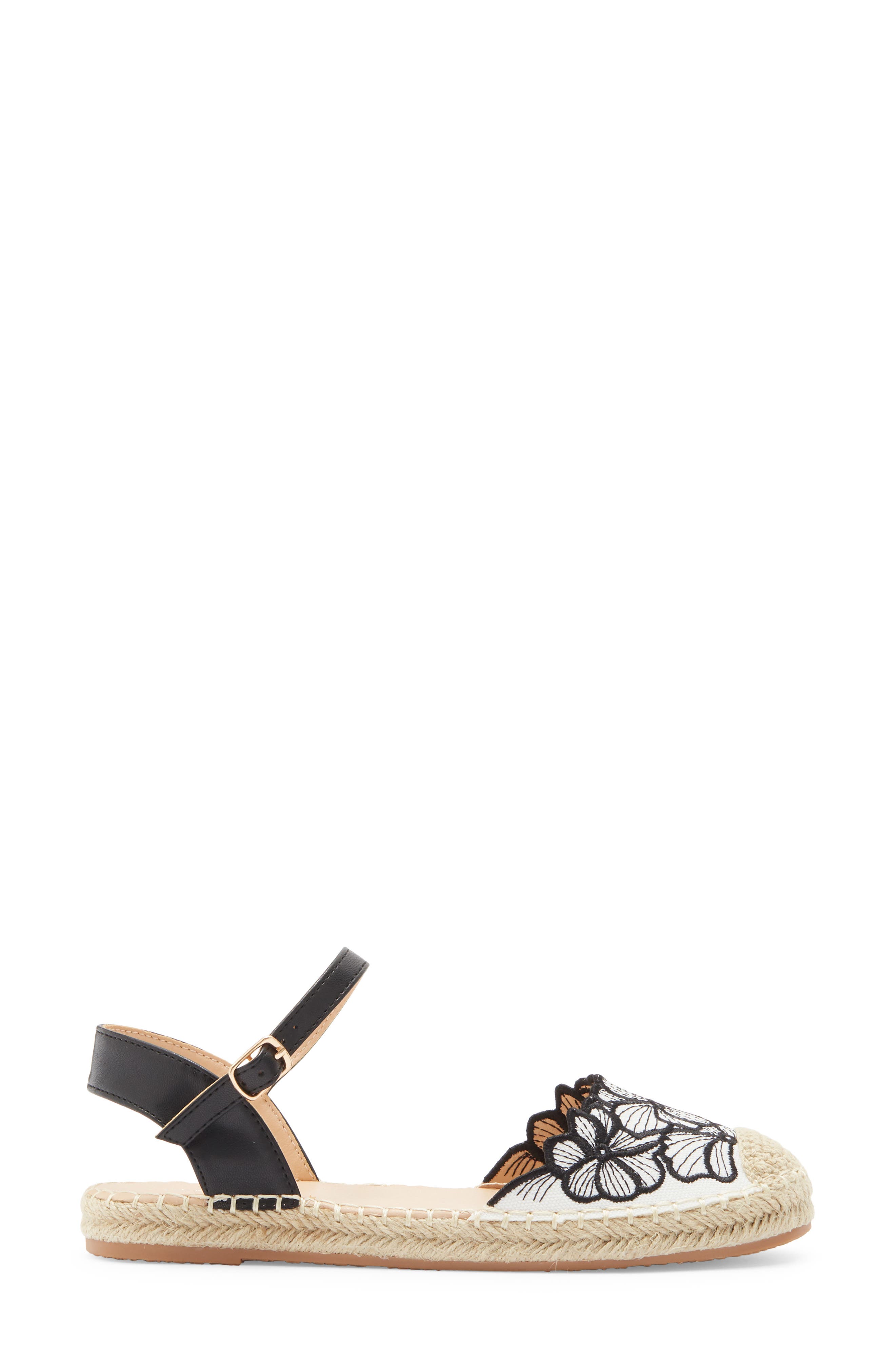 TOP MODA Chaya Floral Embroidered Flat, Alternate, color, Black Pu