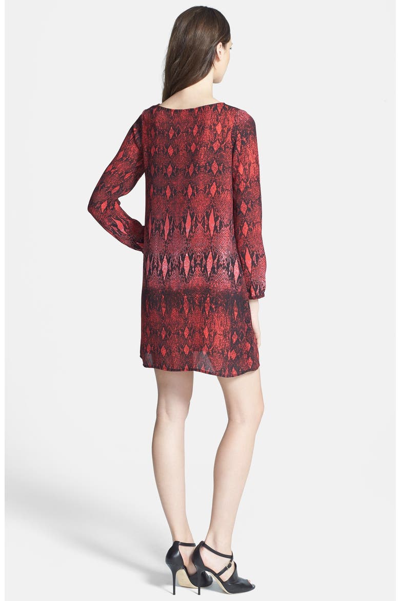 BB Dakota 'Vasha' Snakeskin Print Shift Dress, Alternate, color, RED