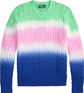 Polo Ralph Lauren Dip Dye Cable Stitch Cotton Crewneck Sweater