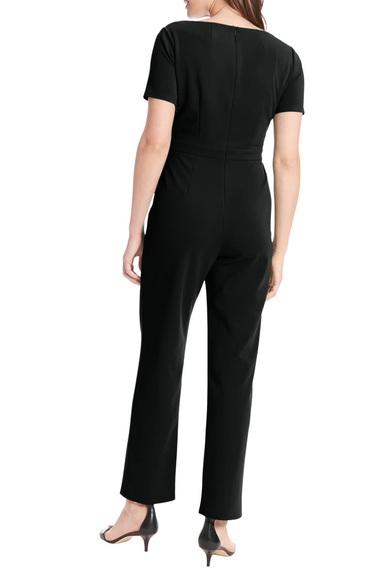 London Times Tie Neck Short Sleeve Jumpsuit, Alternate, color, 