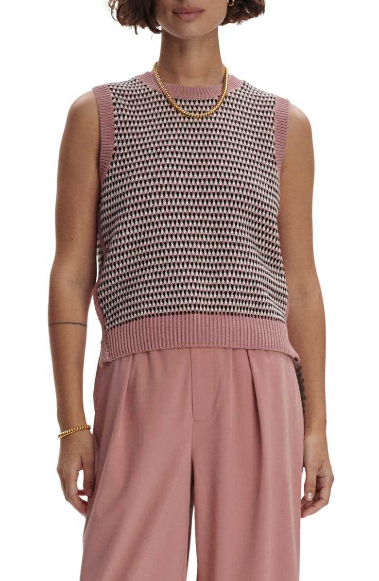 Varley Knowles Textured Cotton Vest, Main, color, Woodrose Multi Stitch