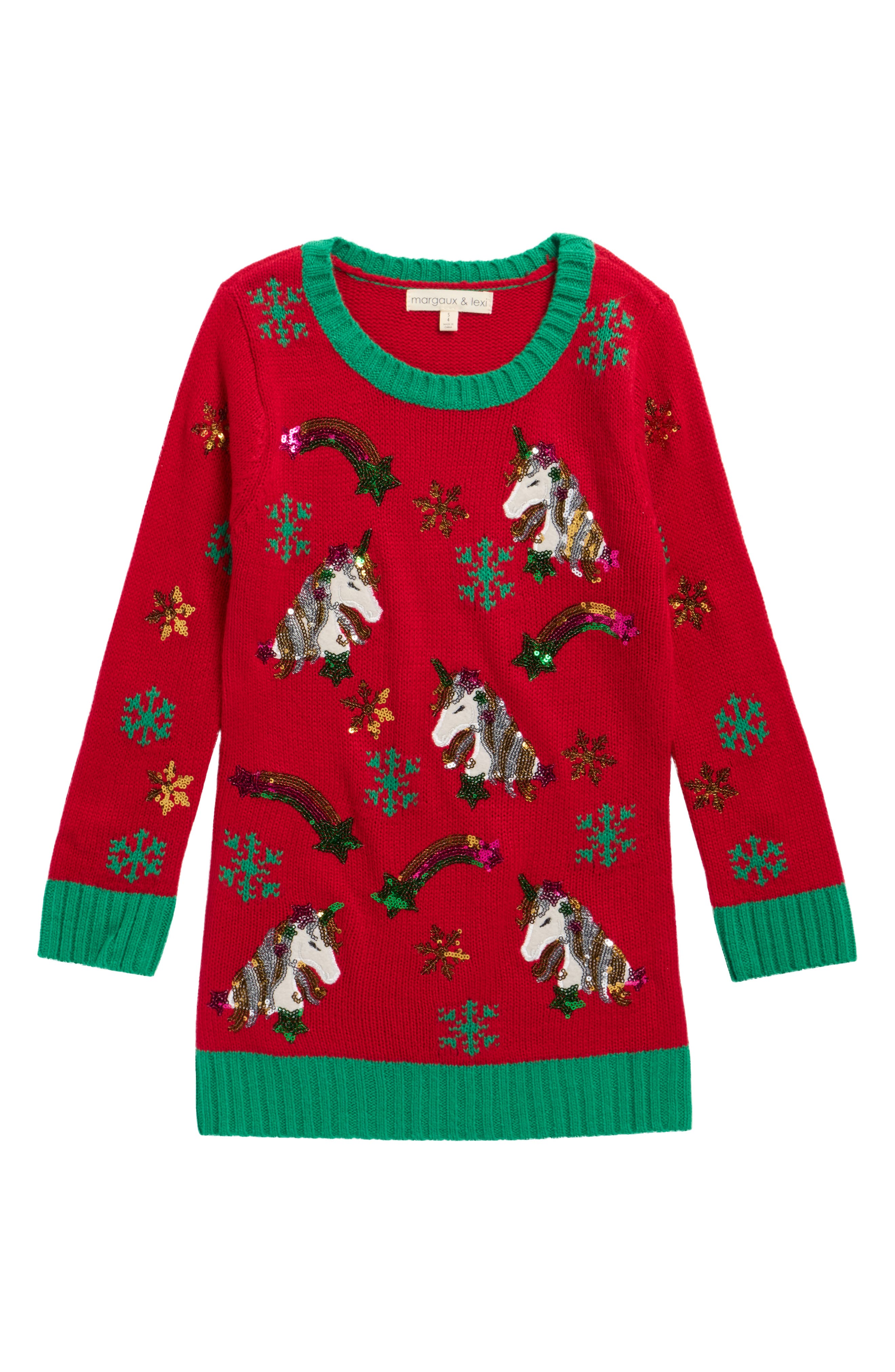 MARGAUX AND LEXI Kids' Sequin Unicorn Tunic Sweater