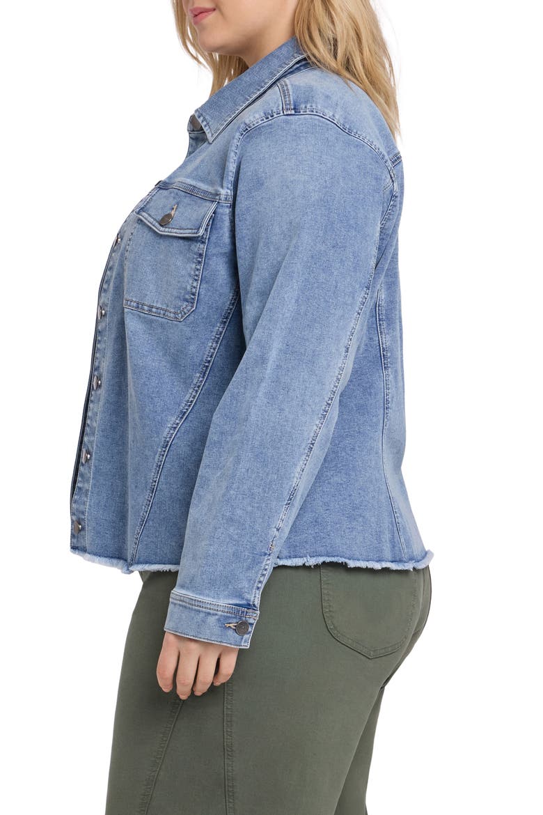 Fray Hem Denim Trucker Jacket, Alternate, color, LAKEFRONT